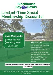 Blockhouse Bay Bowls Social Membership 